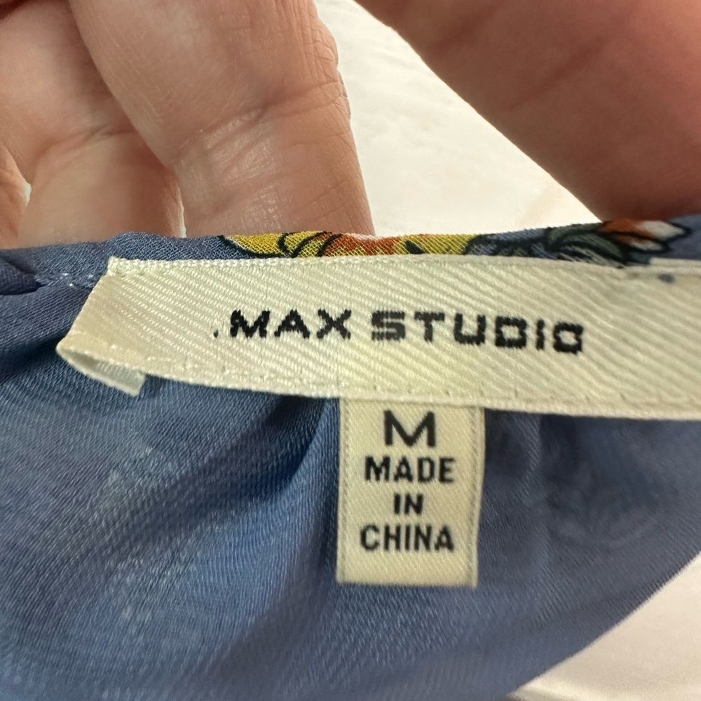 Max Studio Women’s Blue Floral 3/4 Sleeve Top Size Medium EUC - Picture 6 of 8